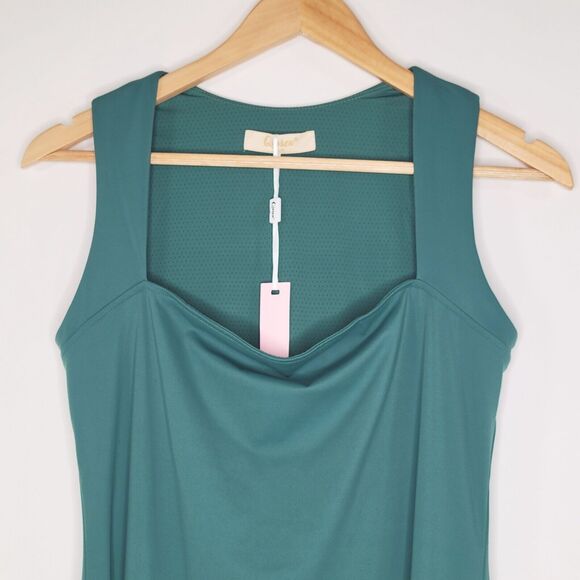 QINSEN NWT Athletic Dress Size US 10 Square Neck Lined Retro Pin Up Green - Picture 8 of 12